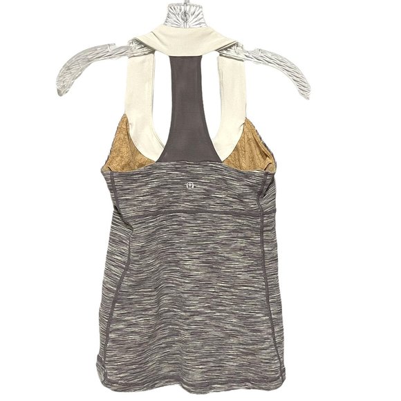 Lululemon Size 6 Grey White Space Dye Racerback Athletic Tank Top - Picture 3 of 5